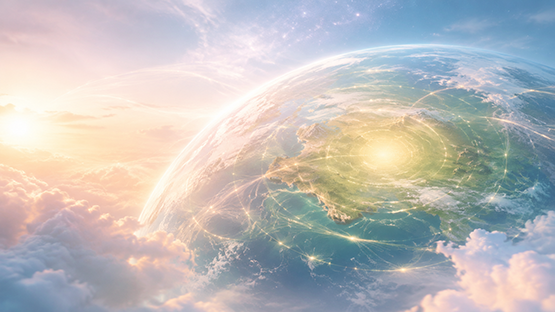 One peaceful point of light expanding across the Earth